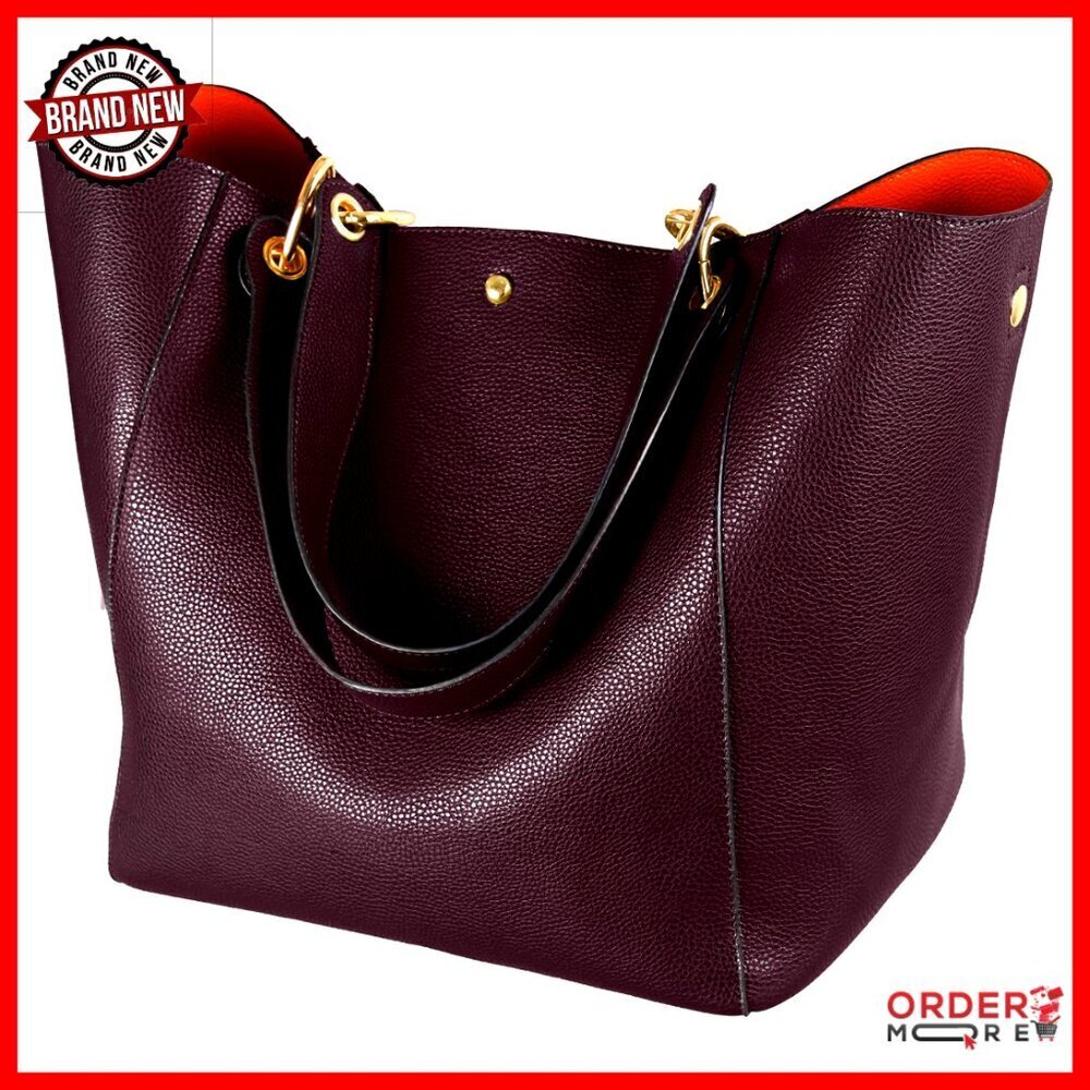 Large Vegan Leather Tote Bag with Crossbody Strap for Work Travel